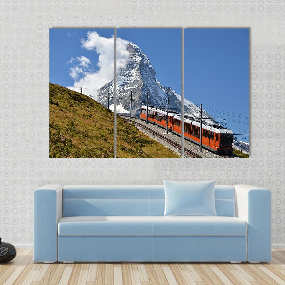 Beautiful Railway Track Switzerland Canvas Wall Art-3 Horizontal-Gallery Wrap-37" x 24"-Tiaracle