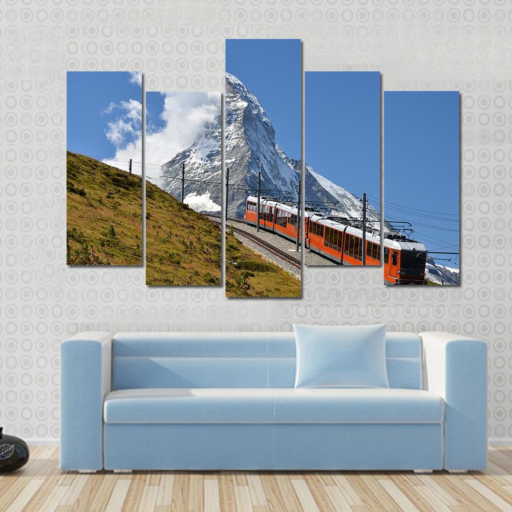 Beautiful Railway Track Switzerland Canvas Wall Art-5 Pop-Gallery Wrap-47" x 32"-Tiaracle