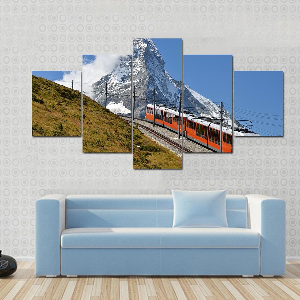 Beautiful Railway Track Switzerland Canvas Wall Art-5 Star-Gallery Wrap-62" x 32"-Tiaracle