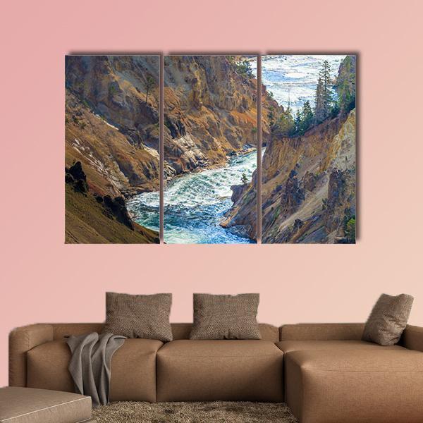 Grand Canyon Of Yellowstone National Park Canvas Wall Art-3 Horizontal-Gallery Wrap-37" x 24"-Tiaracle
