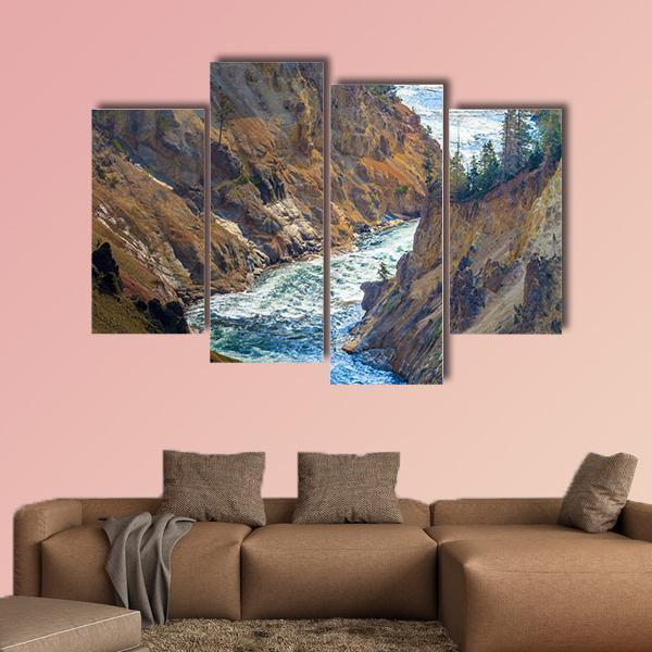 Grand Canyon Of Yellowstone National Park Canvas Wall Art-4 Pop-Gallery Wrap-50" x 32"-Tiaracle