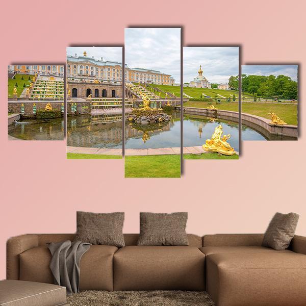 The Grand Cascade Fountain Canvas Wall Art-5 Star-Gallery Wrap-62" x 32"-Tiaracle