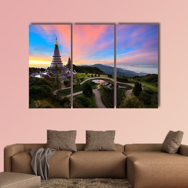 Pagoda Nabhapolbhumisir Thailand Canvas Wall Art-3 Horizontal-Gallery Wrap-37" x 24"-Tiaracle