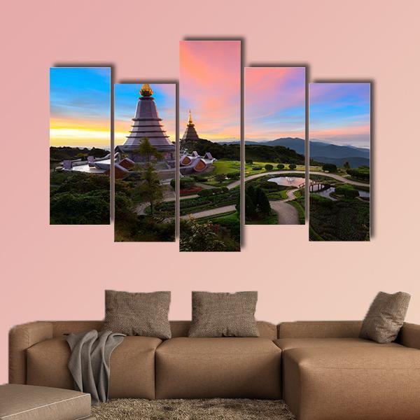 Pagoda Nabhapolbhumisir Thailand Canvas Wall Art-5 Pop-Gallery Wrap-47" x 32"-Tiaracle