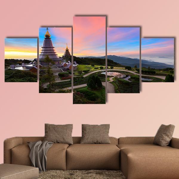Pagoda Nabhapolbhumisir Thailand Canvas Wall Art-5 Star-Gallery Wrap-62" x 32"-Tiaracle