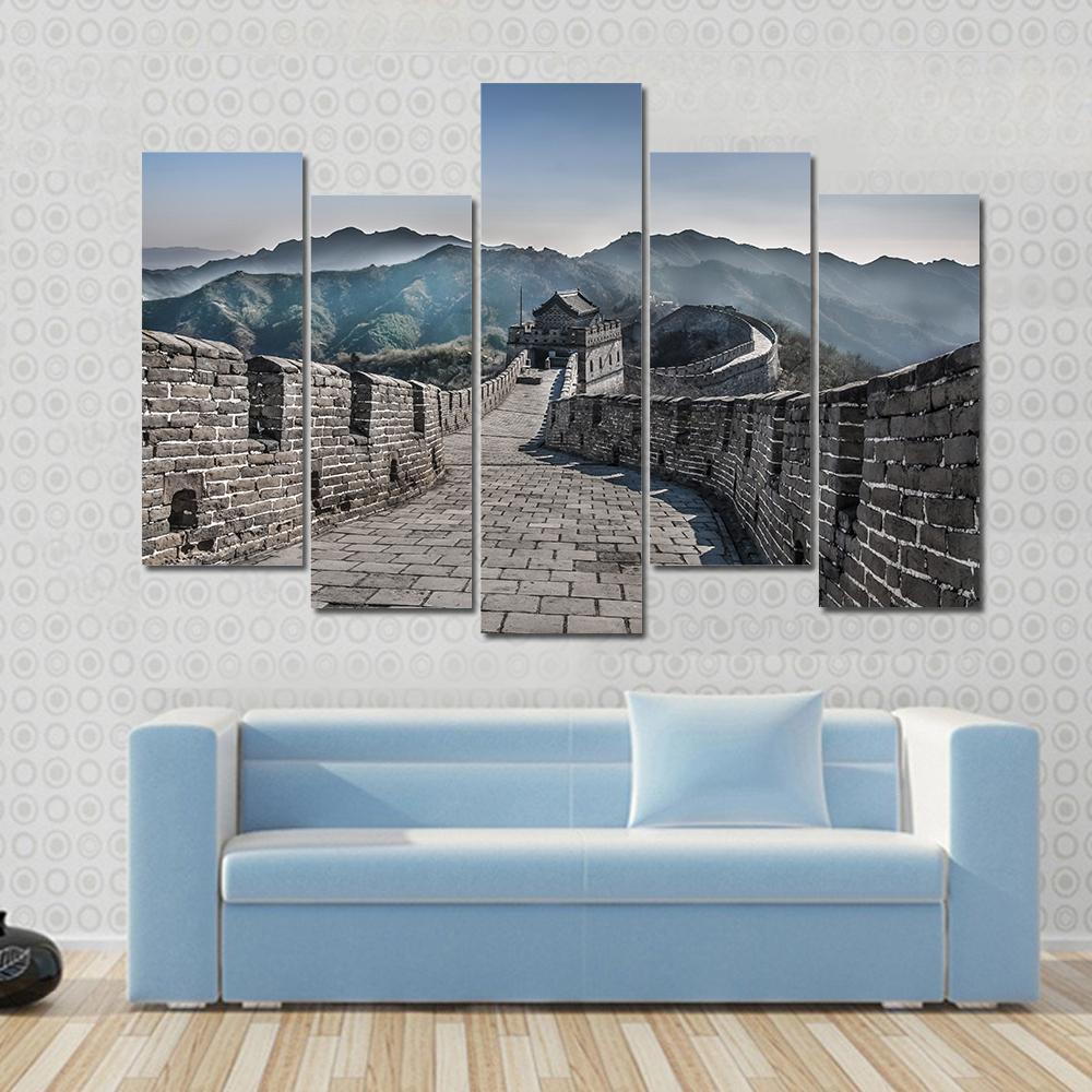 The Great Wall Of China Mutianyu Section Canvas Wall Art-5 Pop-Gallery Wrap-47" x 32"-Tiaracle