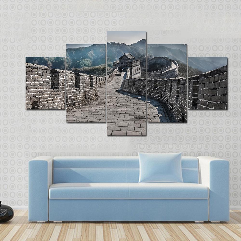 The Great Wall Of China Mutianyu Section Canvas Wall Art-5 Star-Gallery Wrap-62" x 32"-Tiaracle