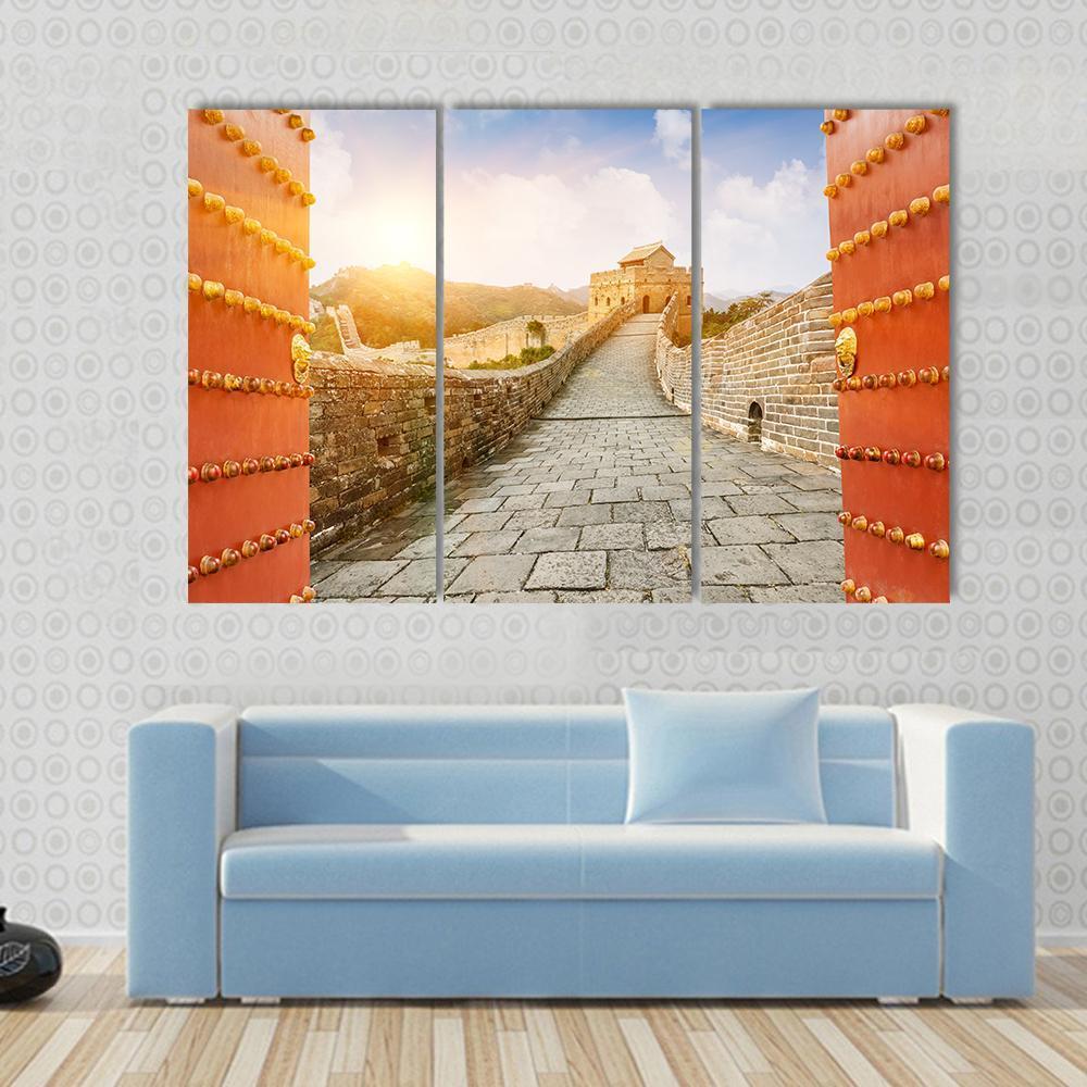 The Great Wall Of China In The Sunset Canvas Wall Art-3 Horizontal-Gallery Wrap-37" x 24"-Tiaracle