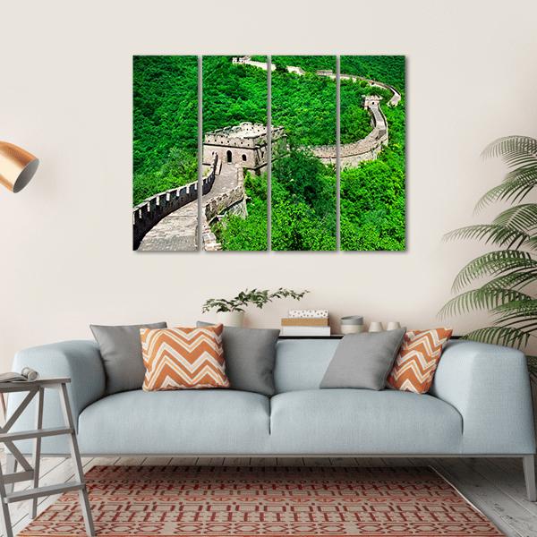 The Great Wall Of China Aerial View Canvas Wall Art-4 Horizontal-Gallery Wrap-34" x 24"-Tiaracle