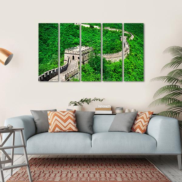 The Great Wall Of China Aerial View Canvas Wall Art-5 Horizontal-Gallery Wrap-22" x 12"-Tiaracle