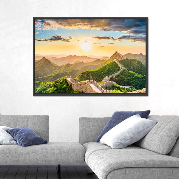 The Great Wall Of China Canvas Wall Art-1 Piece-Floating Frame-24" x 16"-Tiaracle