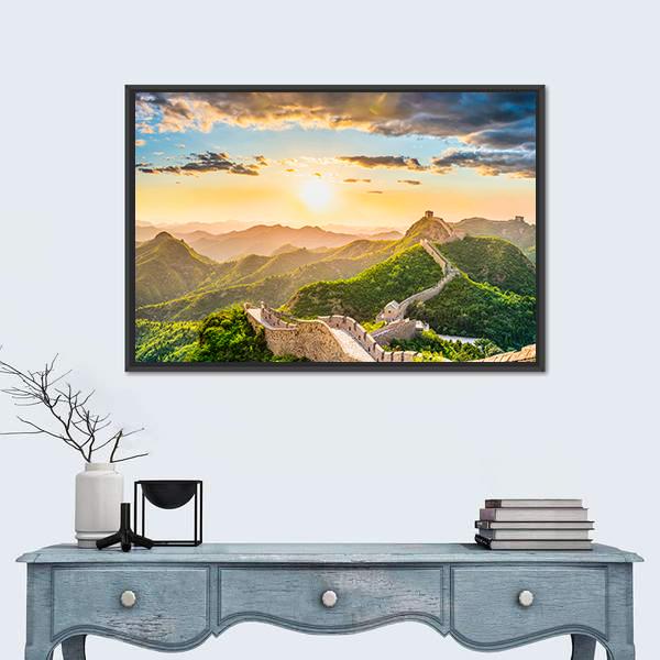 The Great Wall Of China Canvas Wall Art-5 Horizontal-Gallery Wrap-22" x 12"-Tiaracle