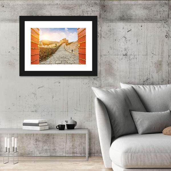 The Great Wall Of China In The Sunset Canvas Wall Art-3 Horizontal-Gallery Wrap-25" x 16"-Tiaracle