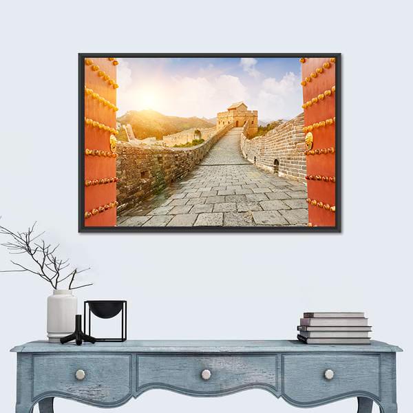 The Great Wall Of China In The Sunset Canvas Wall Art-3 Horizontal-Gallery Wrap-25" x 16"-Tiaracle