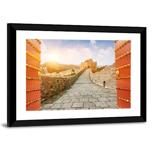 The Great Wall Of China In The Sunset Canvas Wall Art-3 Horizontal-Gallery Wrap-25" x 16"-Tiaracle