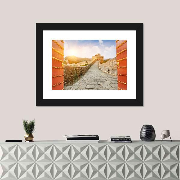 The Great Wall Of China In The Sunset Canvas Wall Art-3 Horizontal-Gallery Wrap-25" x 16"-Tiaracle