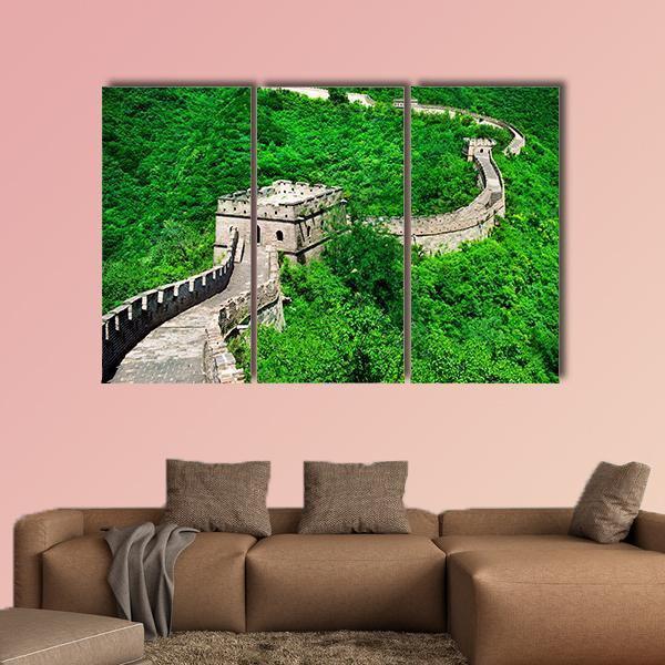 The Great Wall Of China Aerial View Canvas Wall Art-3 Horizontal-Gallery Wrap-37" x 24"-Tiaracle