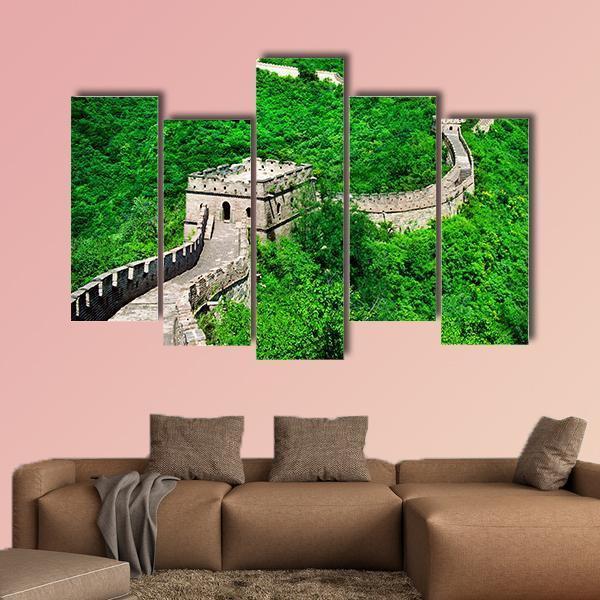 The Great Wall Of China Aerial View Canvas Wall Art-5 Pop-Gallery Wrap-47" x 32"-Tiaracle