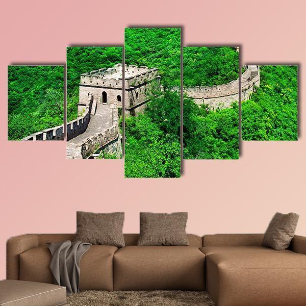The Great Wall Of China Aerial View Canvas Wall Art-5 Star-Gallery Wrap-62" x 32"-Tiaracle