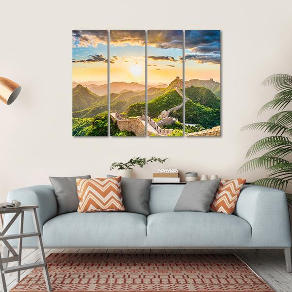 The Great Wall Of China Canvas Wall Art-4 Horizontal-Gallery Wrap-34" x 24"-Tiaracle
