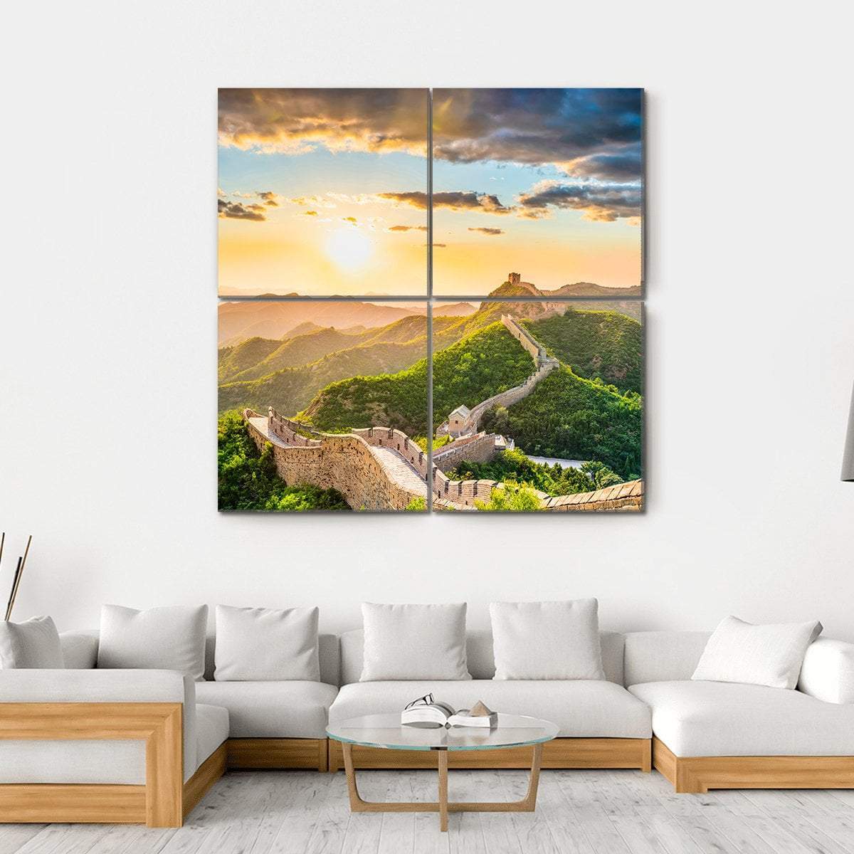 The Great Wall Of China Canvas Wall Art-4 Square-Gallery Wrap-17" x 17"-Tiaracle