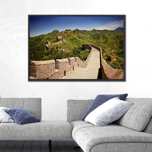 The Great Wall Of China Near Jinshanling Canvas Wall Art-1 Piece-Floating Frame-24" x 16"-Tiaracle