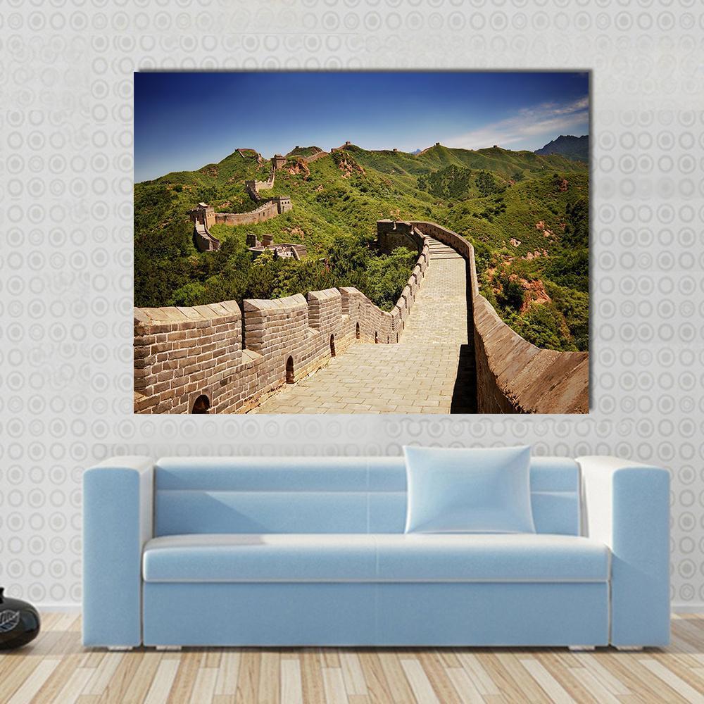 The Great Wall Of China Near Jinshanling Canvas Wall Art-1 Piece-Gallery Wrap-48" x 32"-Tiaracle