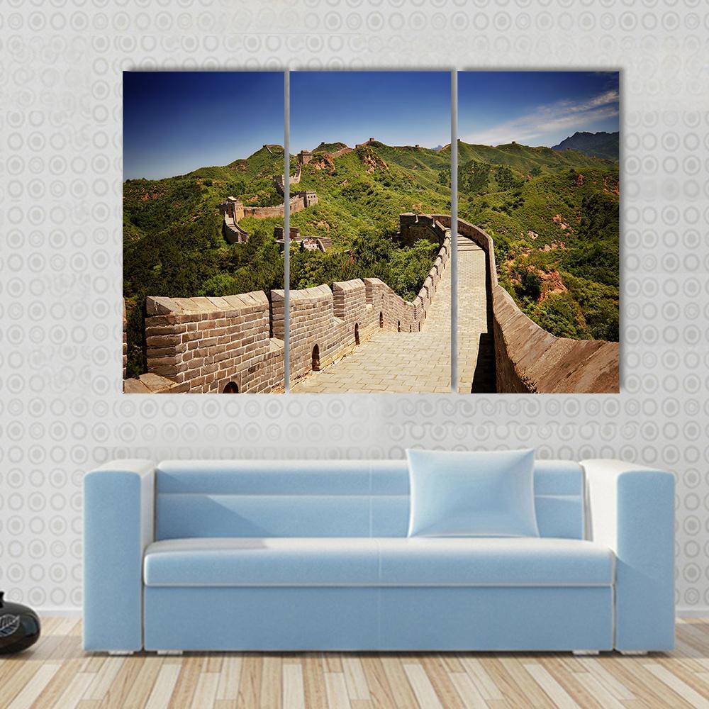 The Great Wall Of China Near Jinshanling Canvas Wall Art-3 Horizontal-Gallery Wrap-37" x 24"-Tiaracle
