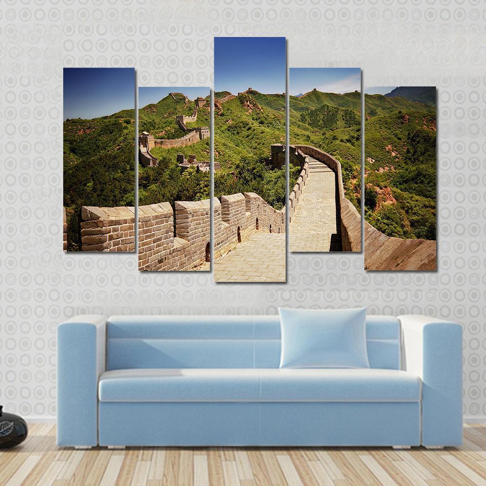 The Great Wall Of China Near Jinshanling Canvas Wall Art-5 Pop-Gallery Wrap-47" x 32"-Tiaracle