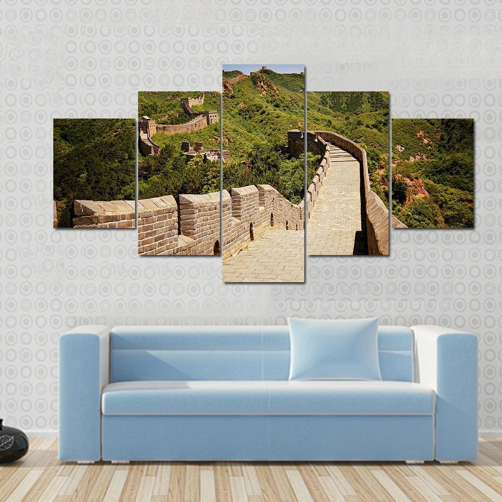 The Great Wall Of China Near Jinshanling Canvas Wall Art-5 Star-Gallery Wrap-62" x 32"-Tiaracle