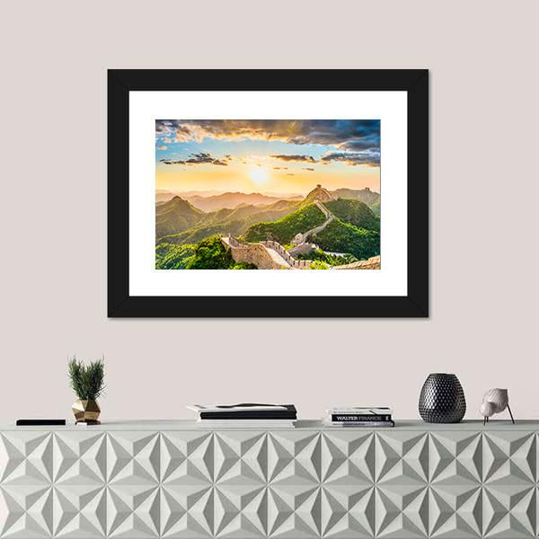 The Great Wall Of China Vertical Canvas Wall Art-3 Vertical-Gallery Wrap-12" x 25"-Tiaracle