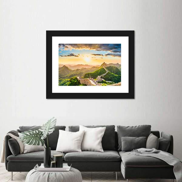 The Great Wall Of China Vertical Canvas Wall Art-3 Vertical-Gallery Wrap-12" x 25"-Tiaracle