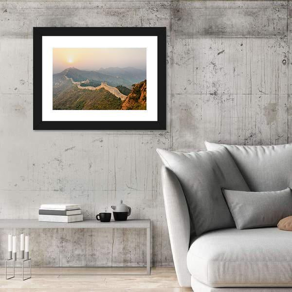 The Great Wall Winding In Ridge At Sunrise China Canvas Wall Art-3 Horizontal-Gallery Wrap-25" x 16"-Tiaracle
