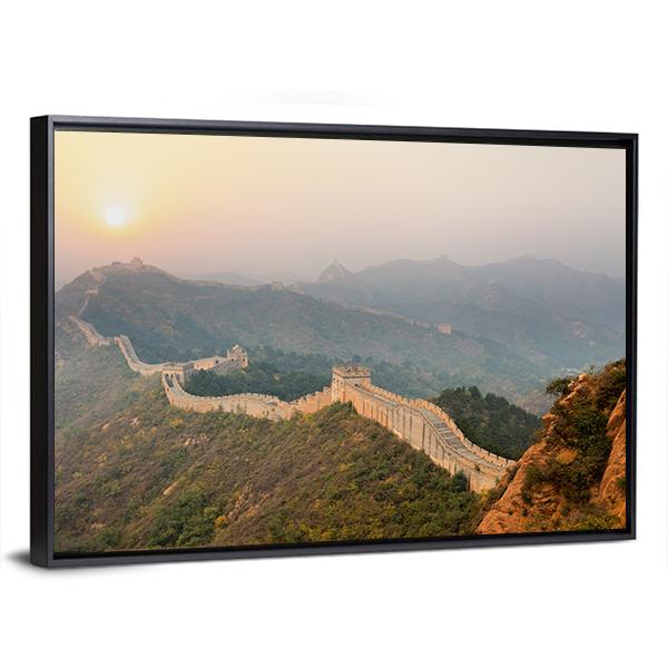The Great Wall Winding In Ridge At Sunrise China Canvas Wall Art-3 Horizontal-Gallery Wrap-25" x 16"-Tiaracle