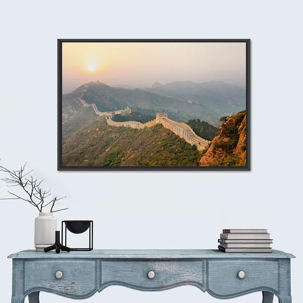 The Great Wall Winding In Ridge At Sunrise China Canvas Wall Art-3 Horizontal-Gallery Wrap-25" x 16"-Tiaracle
