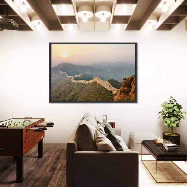 The Great Wall Winding In Ridge At Sunrise China Canvas Wall Art-3 Horizontal-Gallery Wrap-25" x 16"-Tiaracle