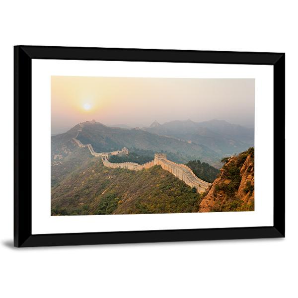 The Great Wall Winding In Ridge At Sunrise China Canvas Wall Art-3 Horizontal-Gallery Wrap-25" x 16"-Tiaracle