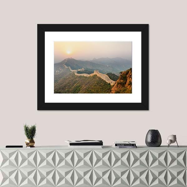 The Great Wall Winding In Ridge At Sunrise China Canvas Wall Art-3 Horizontal-Gallery Wrap-25" x 16"-Tiaracle