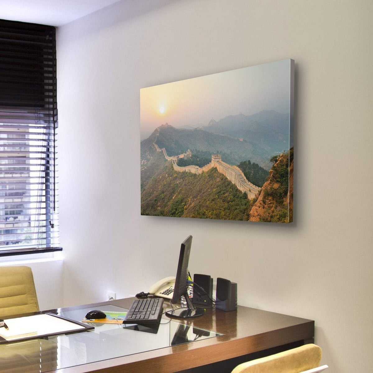 The Great Wall Winding In Ridge At Sunrise China Canvas Wall Art-3 Horizontal-Gallery Wrap-25" x 16"-Tiaracle