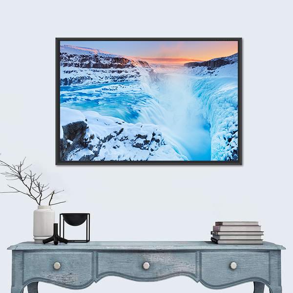 The Gullfoss Falls Canvas Wall Art-3 Horizontal-Gallery Wrap-25" x 16"-Tiaracle