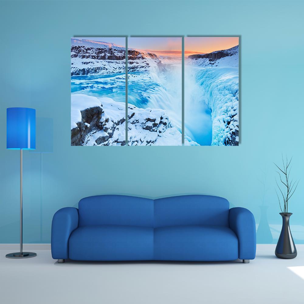 The Gullfoss Falls Canvas Wall Art-3 Horizontal-Gallery Wrap-37" x 24"-Tiaracle