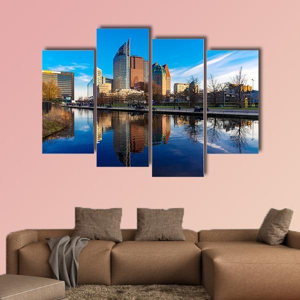 Den Haag Skyline Netherlands Canvas Wall Art-4 Pop-Gallery Wrap-50" x 32"-Tiaracle