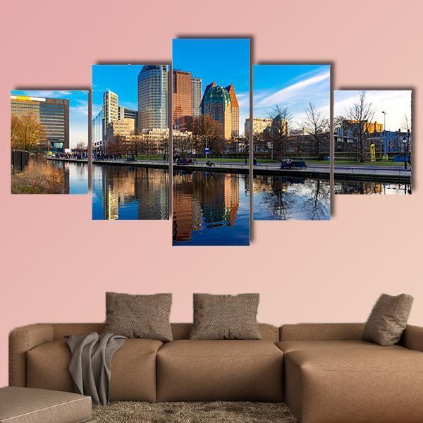 Den Haag Skyline Netherlands Canvas Wall Art-5 Star-Gallery Wrap-62" x 32"-Tiaracle