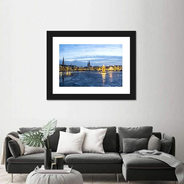 The Hamburg Alster Lake Canvas Wall Art-1 Piece-Framed Print-20" x 16"-Tiaracle