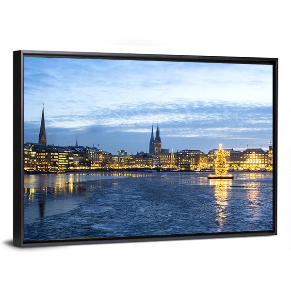 The Hamburg Alster Lake Canvas Wall Art-3 Horizontal-Gallery Wrap-25" x 16"-Tiaracle