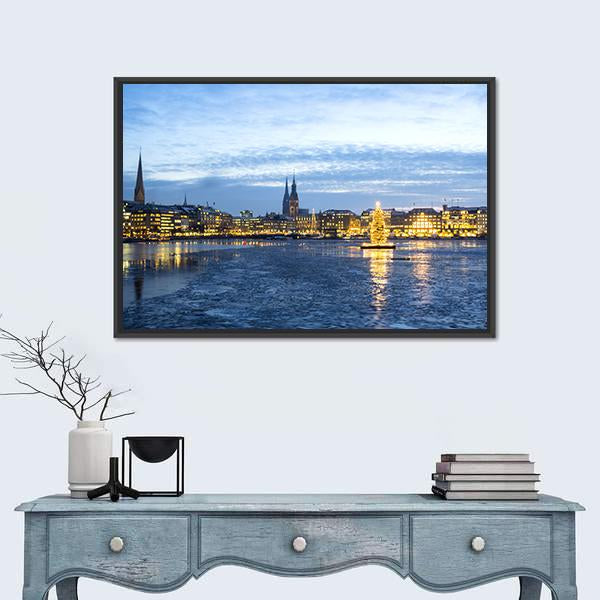 The Hamburg Alster Lake Canvas Wall Art-3 Horizontal-Gallery Wrap-25" x 16"-Tiaracle