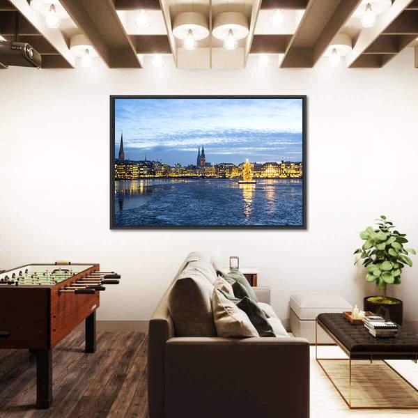 The Hamburg Alster Lake Canvas Wall Art-3 Horizontal-Gallery Wrap-25" x 16"-Tiaracle