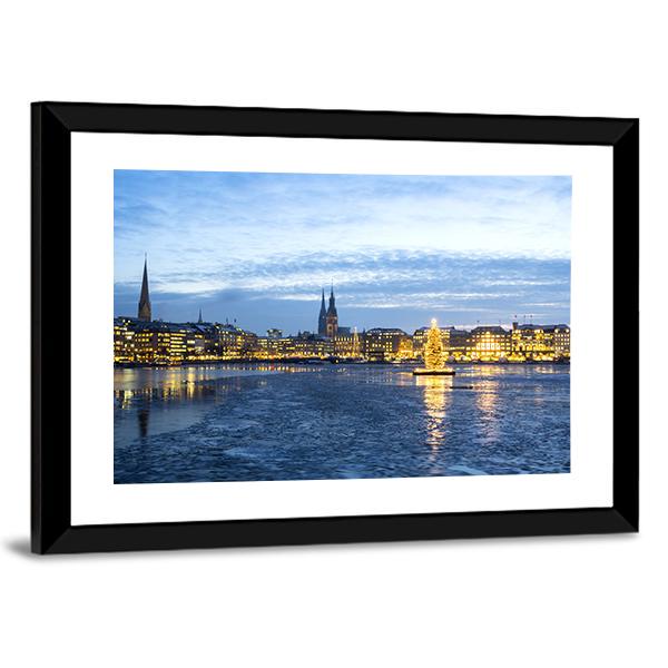 The Hamburg Alster Lake Canvas Wall Art-3 Horizontal-Gallery Wrap-25" x 16"-Tiaracle