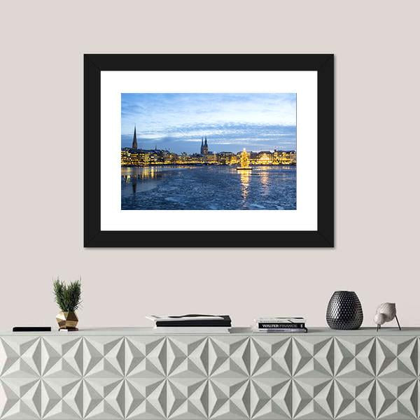The Hamburg Alster Lake Canvas Wall Art-3 Horizontal-Gallery Wrap-25" x 16"-Tiaracle