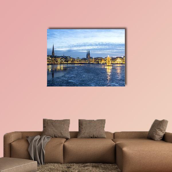 The Hamburg Alster Lake Canvas Wall Art-1 Piece-Gallery Wrap-48" x 32"-Tiaracle
